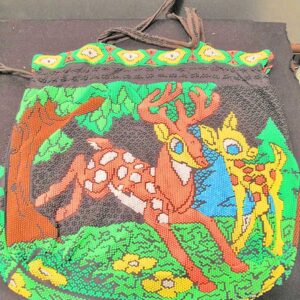 Bambi and Mother Neon Beaded Pull String Bag