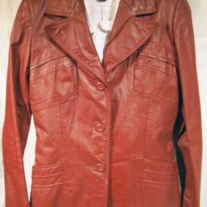 Brown with V Cut Design Back Womens Leather Jacket