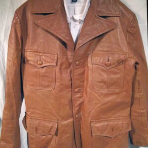 Brown Custom Made lined Leather Jacket with 4 Front Pockets