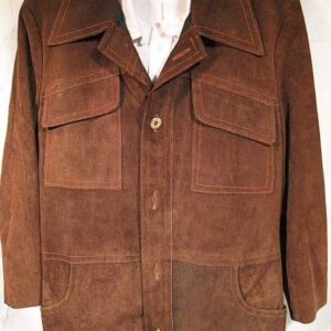 William Barry Brown Suede with Orange Stitching Suede Snap Jacket