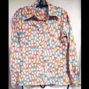 Contessa Monique Multi Color Digital Blocks Long Sleeve Blouse