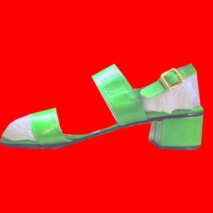 Pappagallo 70's Green double strap vinyl sandals