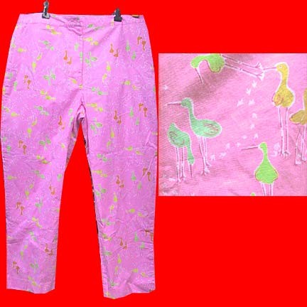Lilly Pulitzer Pink with White bird footprints and various color pairs of birds pants