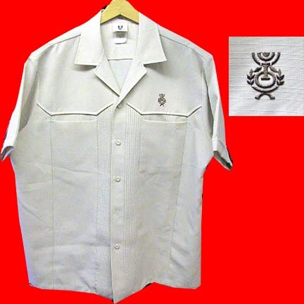 Ioliani Executive Khaki with embroidered symbol chest dress aloha shirt