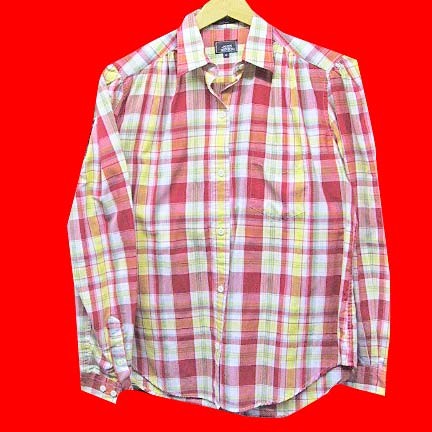 John Henry Red Yellow and Green classic 50's style plaid long sleeve blouse