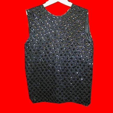Beauty Black wool with fully sequined body sleeveless top