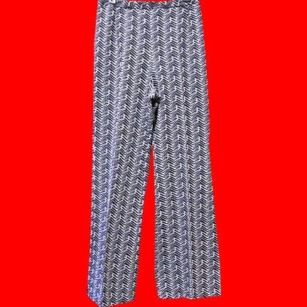Port Eighteen Black animal like print flared cuff slacks