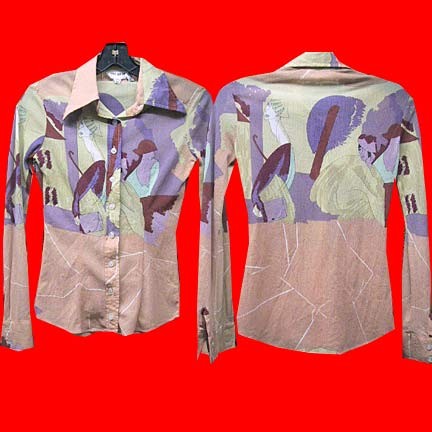 Wayne Rogers women of the 20's with 30's scenic long sleeve blouse
