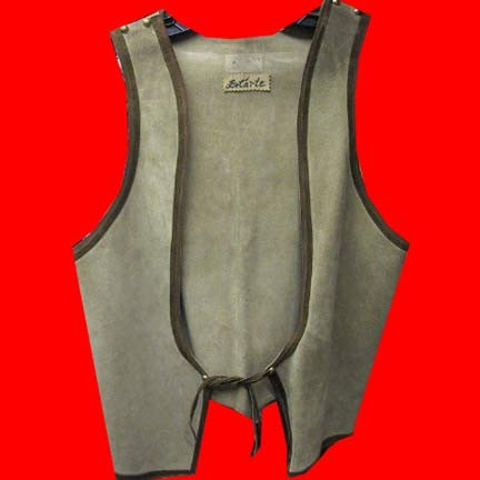 Decarte Suede label Tan with Brown edging and Gold stud side panel double leather lace front vest