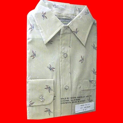 Sears sportswear tan with blue and red flying geese long sleeve shirt in package