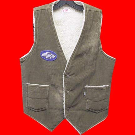 Levi's Brown corduroy flocked interior vest with Chevrolet round Blue chest patch with White lettering
