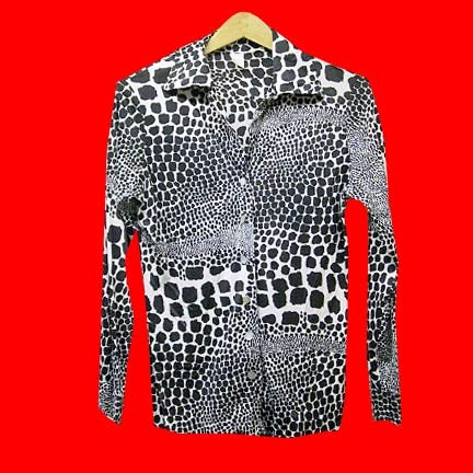 Irregular Black animal spotted long sleeve blouse